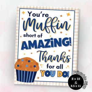 Cartello di apprezzamento per muffin, cartello stampabile per bar della colazione, cartello per insegnante di muffin, cartello per dipendenti volontari, cartello per apprezzamento, sala insegnanti e sala relax