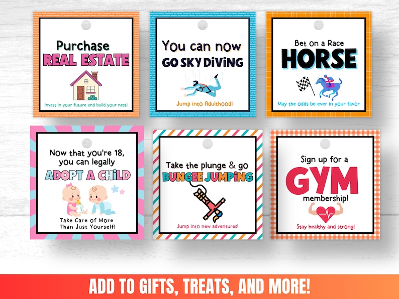 18th Birthday Gifts Tag Set 18 Things You Can Do When You're 18 Birthday Gift for Daughter 18th Birthday Gift Son 18th Birthday Gift Ideas image 5