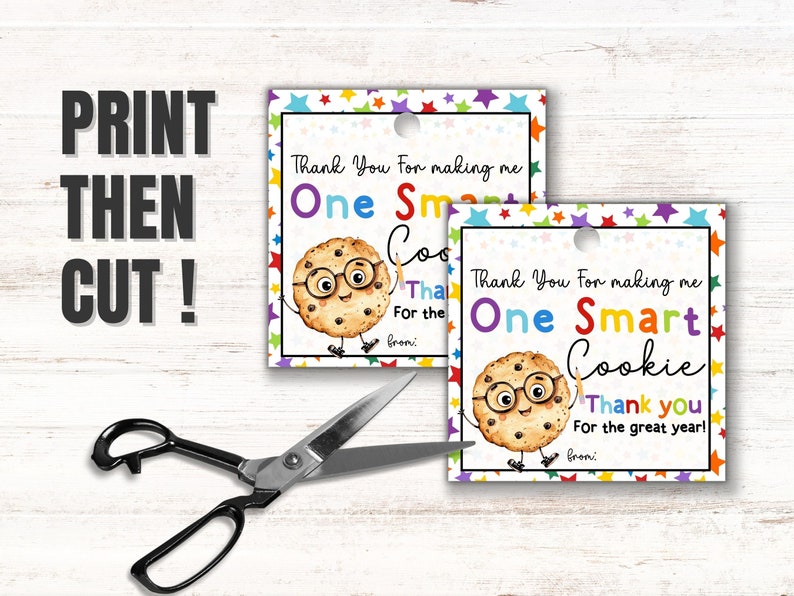 One Smart Cookie Tag Summer Teacher Appreciation Cookie Gift Tag ...