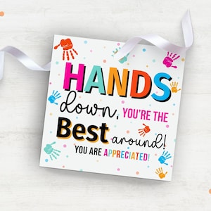 Etichetta regalo Hands Down, etichetta per insegnante di sapone per le mani, etichetta per disinfettante per le mani, etichetta per smalto per unghie per apprezzamento, etichetta regalo per lo staff, etichetta per lozione