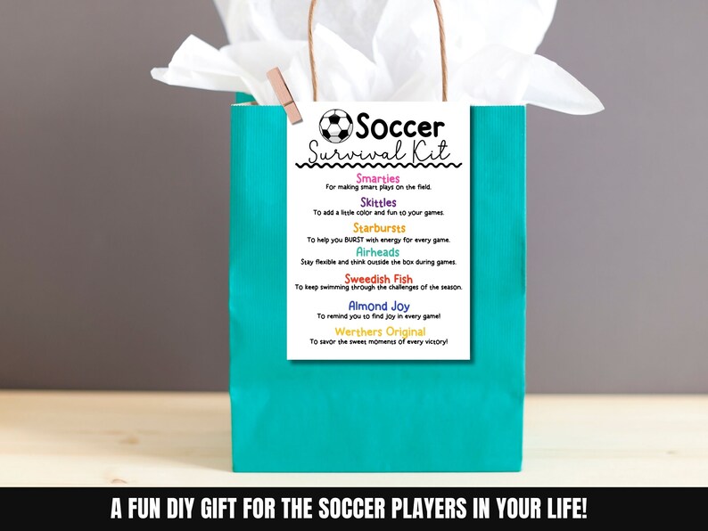 Soccer Survival Kit Gift Tags Printable Soccer Team Survival Kit Soccer ...