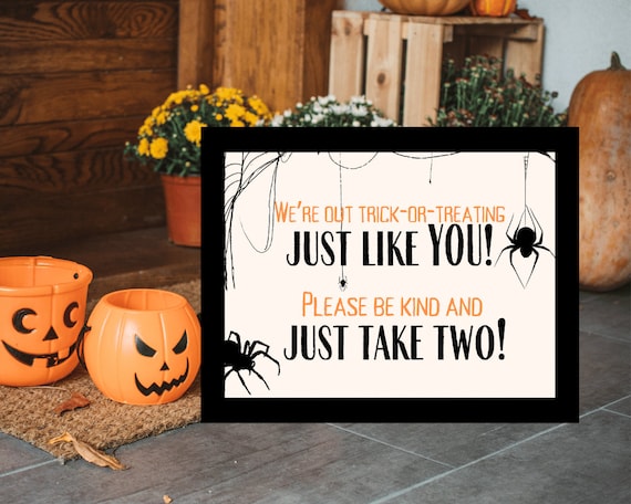 Printable Halloween trick-or-treat front door or porch candy bowl sign, Halloween candy bowl sign, Printable Candy Sign, Porch candy sign