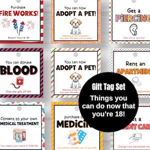 18th Birthday Gift Tag Set 18 Things You Can Do When You Are 18 Gift Tags Printable Gift Tags 18th Birthday Gift for Son Gift for Daughter