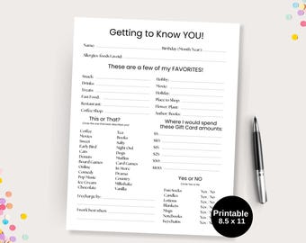 Getting to Know You Employee Favorites Questionnaire All about Me Survey Employees Teacher Appreciated Questionnaire Favorite Things List