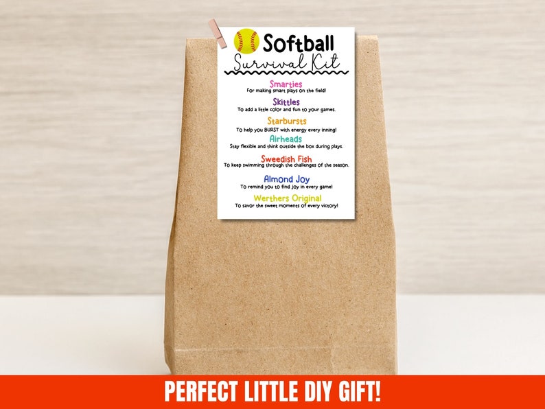 Softball Survival Kit Gift Tags Printable Softball Team Survival Kit Softball Treat Tags