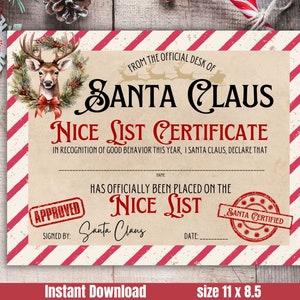 Certificato ufficiale della lista di Babbo Natale, Certificato del Polo Nord, Certificato della lista di Nizza stampabile, Certificato ufficiale della lista di Nizza