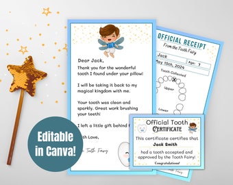 Boy Tooth Fairy Letter Editable Boy Tooth Fairy Note Tooth Fairy Receipts Custom Tooth Fairy Letters Tooth Fairy Note Printable Tooth