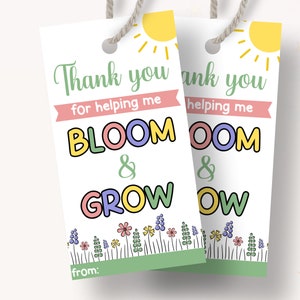 Teacher Appreciation Tag Printable Flowers Tag Plant Gift Tag Teacher Flower Gift Teacher Gift Idea  Succulent Gift Tag  Helping Me Bloom