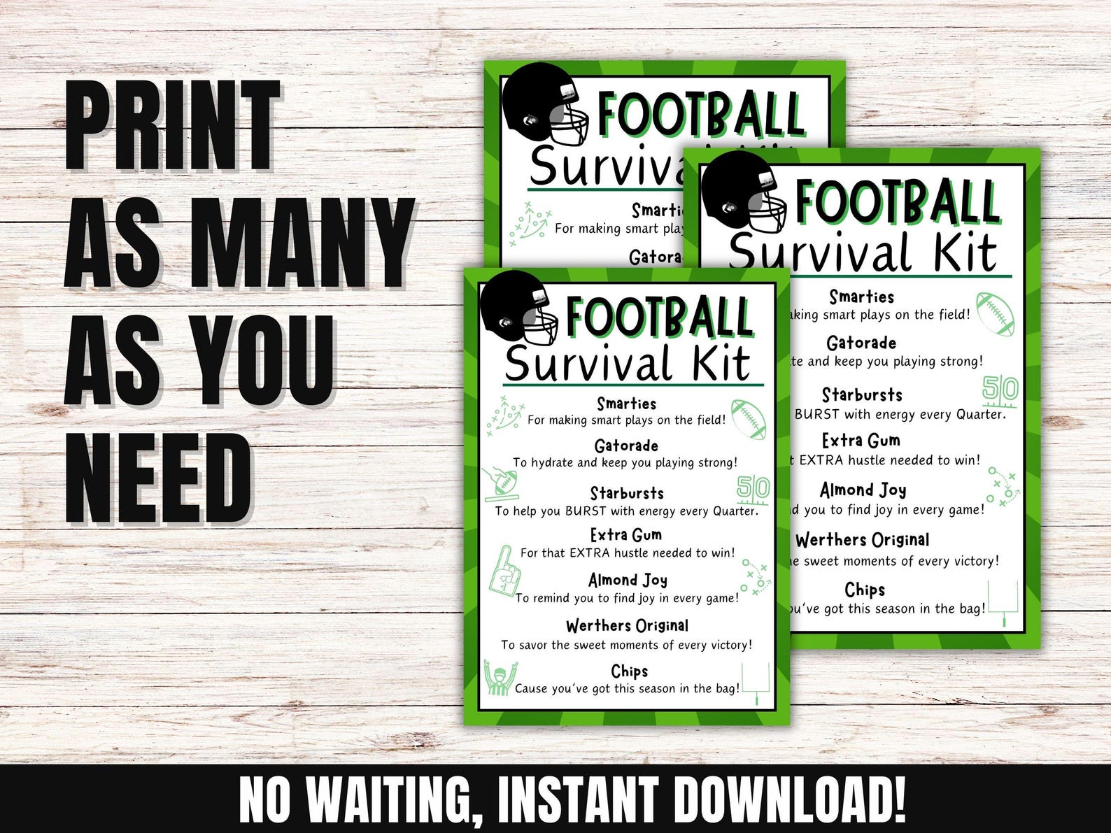 Football Survival Kit Gift Tags Printable Football Team Tags Football ...