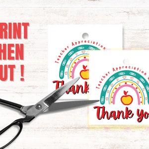 Teacher Appreciation Gift Tags Printable Teacher Thank You Treat Tags ...