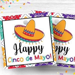 Etiquettes cadeaux Happy Cinco de Mayo Etiquettes Fiesta imprimables Étiquettes cadeaux Cinco de Mayo Célébration mexicaine Etiquettes cadeaux Cinco de Mayo Etiquettes gourmandises Cinco de Mayo
