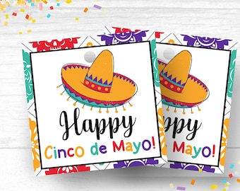 Etiquettes cadeaux Happy Cinco de Mayo Etiquettes Fiesta imprimables Étiquettes cadeaux Cinco de Mayo Célébration mexicaine Etiquettes cadeaux Cinco de Mayo Etiquettes gourmandises Cinco de Mayo