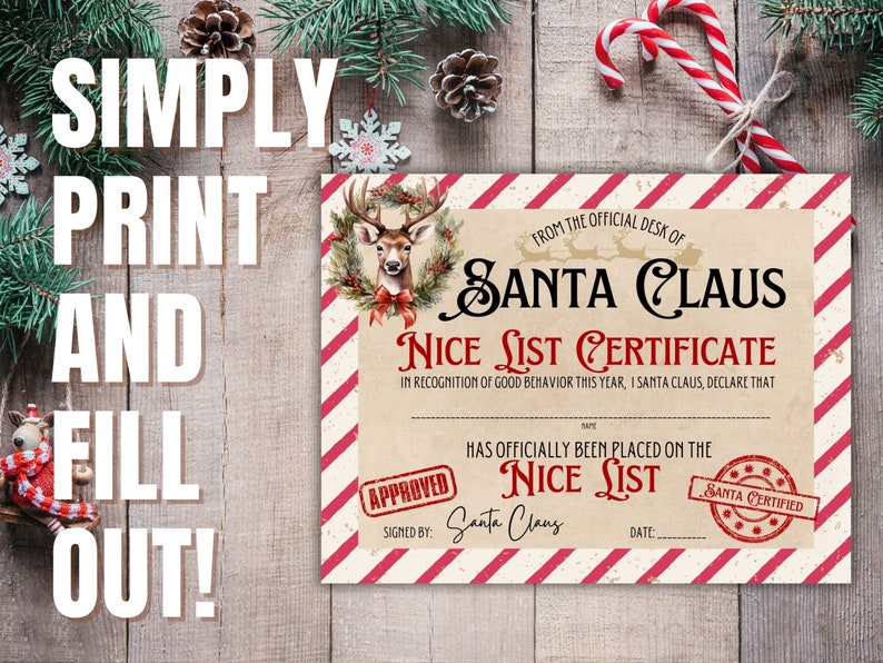 Official Santa Claus Nice List Certificate, North Pole Certificate ...