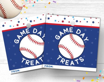 Baseball-Spieltag-Leckerei-Tag, Baseball-Kinder-Sport-Tag, Baseball-Team-Geschenke für Snacks, Baseball-Glücks-Tags, Baseball-Team-Tags für Leckereien