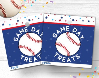 Étiquette de régal pour le jour d'une partie de baseball Étiquette de sport pour enfants de baseball Cadeaux d'équipe de baseball pour les collations Étiquettes de baseball porte-bonheur Étiquettes d'équipe de baseball pour les friandises