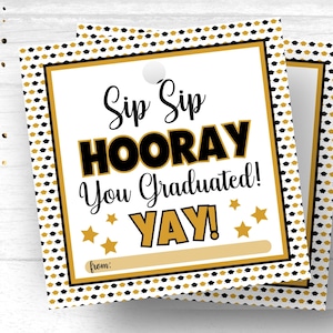 Sip Sip Hooray Graduation Tag Printable Sip Sip Hurray Graduation Tag Sip Sip Hooray Graduate Gift Tag Printable Sip Sip Hooray Tumbler Tag