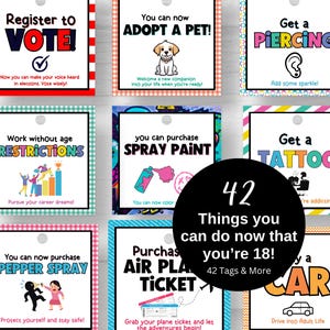 Lot d'étiquettes pour cadeaux 18 ans 18 choses que vous pouvez faire quand vous avez 18 ans Cadeau d'anniversaire pour fille Cadeau 18 ans Idées cadeaux pour son fils