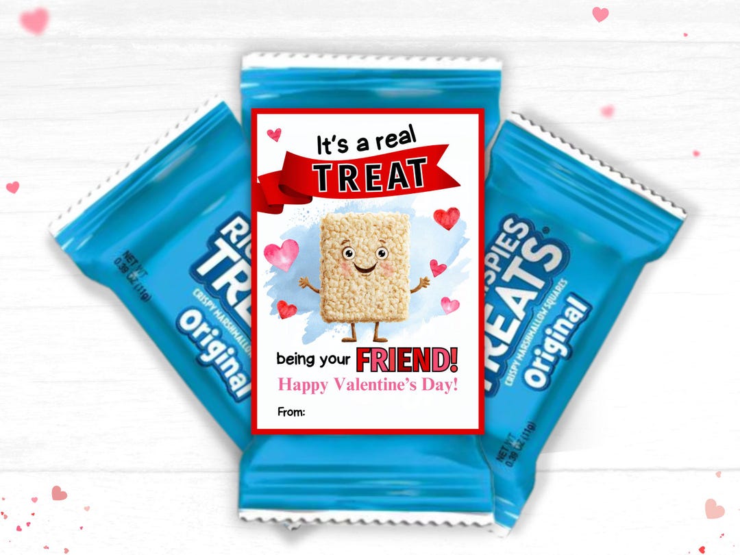 Valentine Crispy Rice Treats Tag for Kids Classroom Valentines ...
