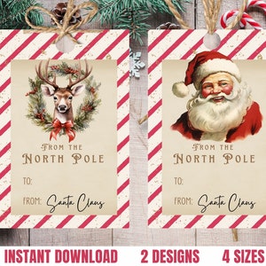 Etiquetas para presentes do Papai Noel, Etiquetas para presentes de Natal do Pólo Norte, Entrega especial do Pólo Norte, Etiqueta para presentes do Papai Noel, Etiqueta para presentes do Papai Noel