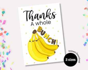 Printable Thank You Card for Teacher Co-worker Thank You Card Employee Appreciation Card Thanks a Bunch Punny Thanks Card Instant Download
