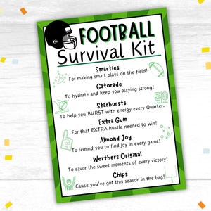 Cadeaukaartjes voetbal Survival Kit Afdrukbare voetbalteamtags Tags voetbalteam Survival Kit Tags voetbalteam traktaties Jeugdvoetbal cadeau-idee