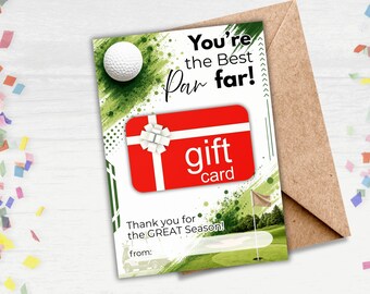 Golf Downloadable Gift Card Holder for Golf Coach Appreciation Thanks Best Golf Coach Card Printable for End-of-Season Coach Golf Gift Card
