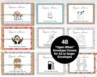 Open When Envelopes for College Students Open When Letters College Open When Cards College Care Package Open When College Printable Covers