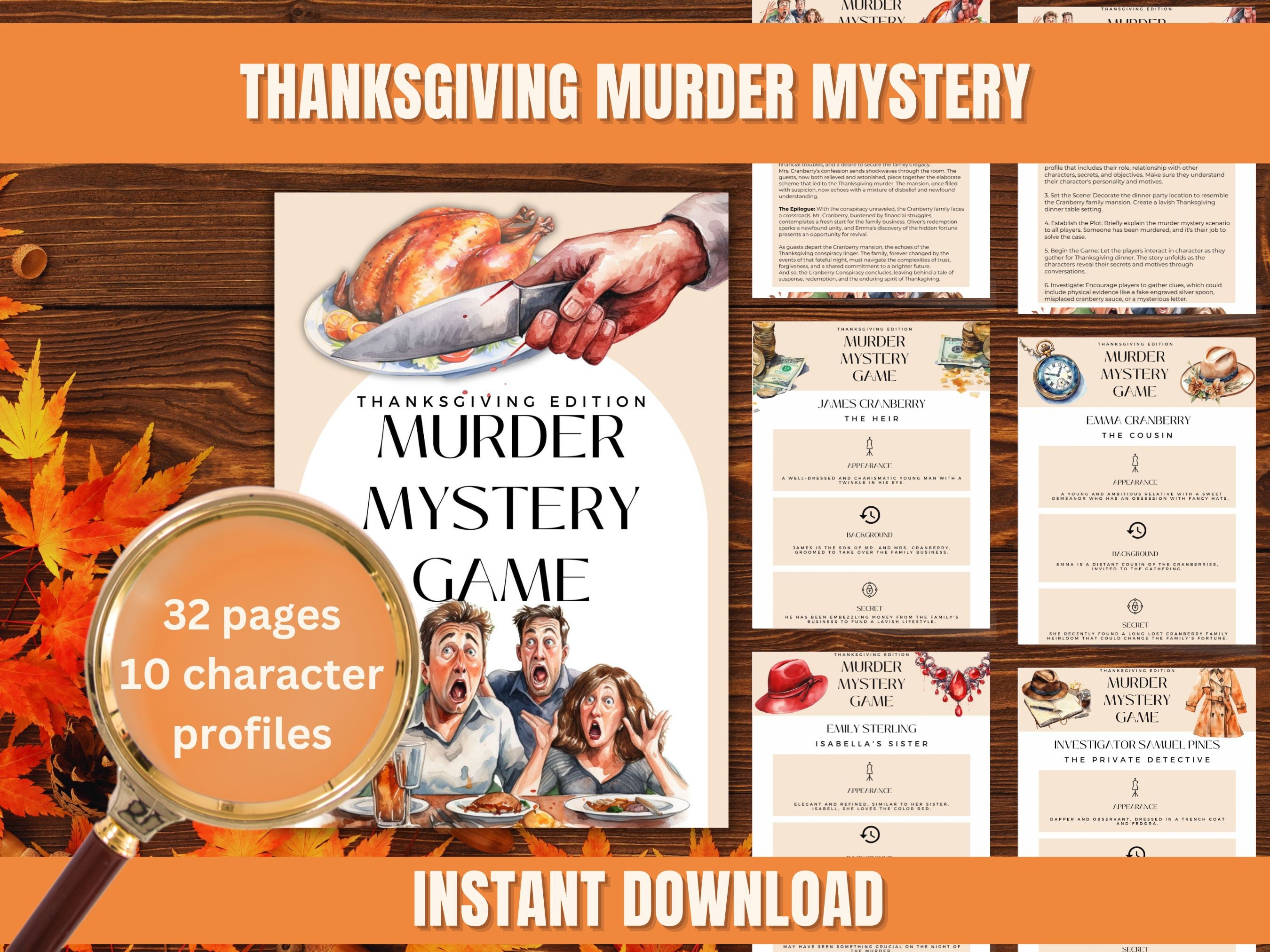 Thanksgiving Murder Mystery Game for Murder Mystery Party DIY Murder ...