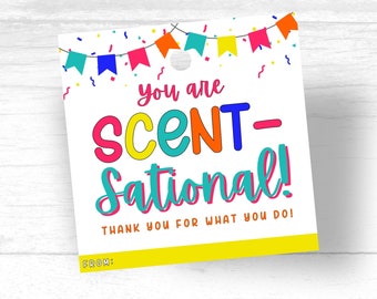 Candle Gift Tag Teacher Appreciation Scent-Sational Tag Candle Gift Staff Appreciation Scent Gift Tag Thank You Gift Tag Scentsational Tag