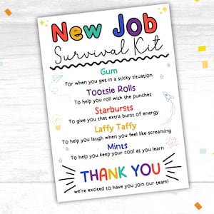 Kit de survie pour nouvel employé à imprimer Cadeau de bienvenue pour nouvel employé Kit de survie pour nouvel emploi Cadeau de bienvenue pour nouvel employé Kit de survie au travail de bienvenue