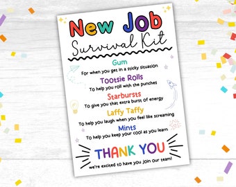 Kit de supervivencia para nuevos empleados Regalo de bienvenida para empleados imprimible Kit de supervivencia para nuevos trabajos Regalo para nuevos empleados Bienvenido al kit de supervivencia para el trabajo en equipo Etiquetas