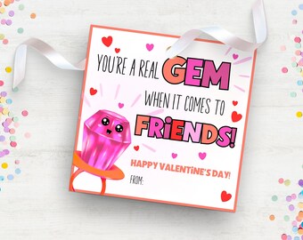 Etichette per caramelle con anello di San Valentino per la classe, biglietti di classe in formato PDF stampabili per San Valentino, idee per feste per bambini