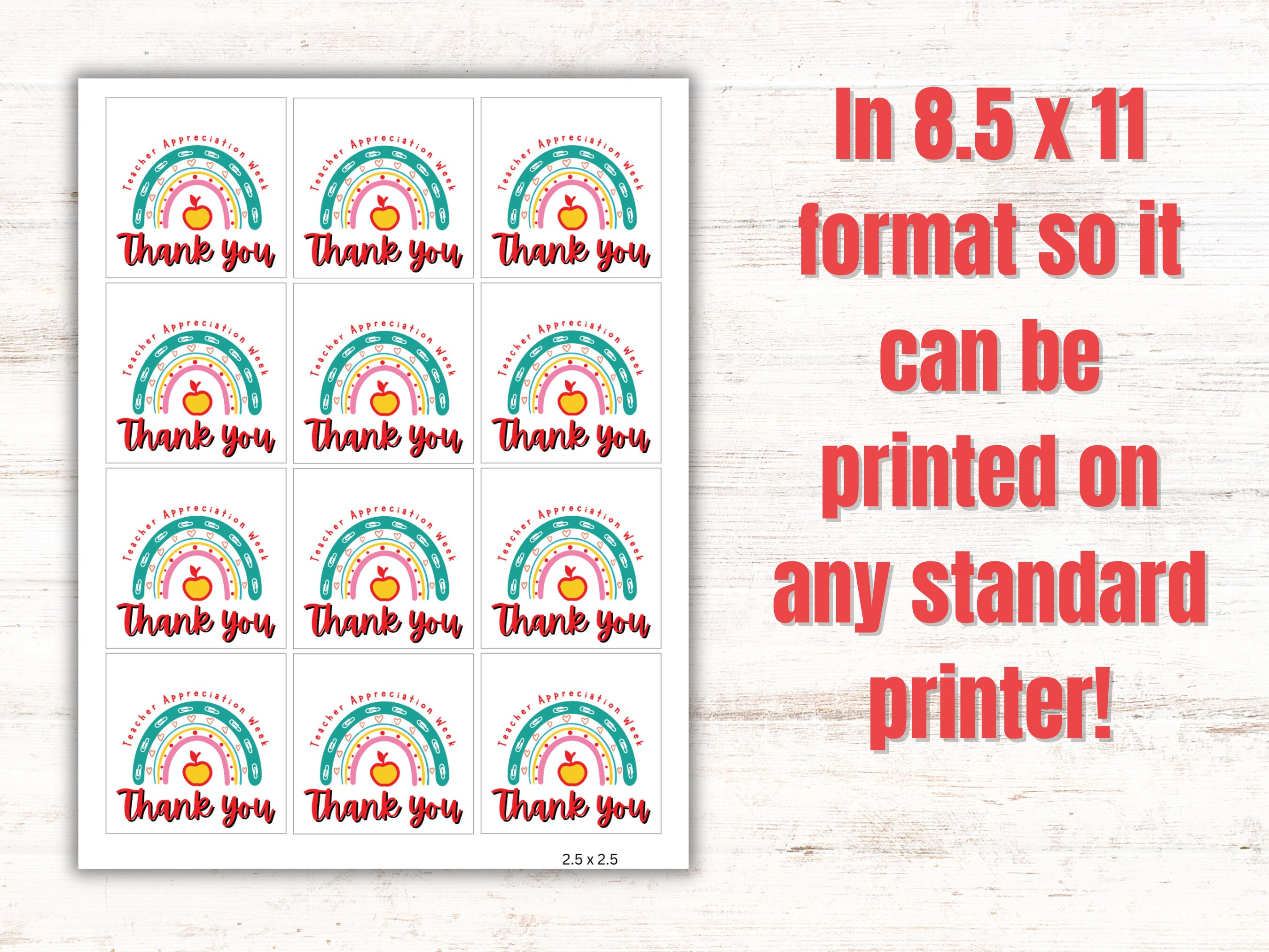 Teacher Appreciation Gift Tags Printable Teacher Thank You Treat Tags ...