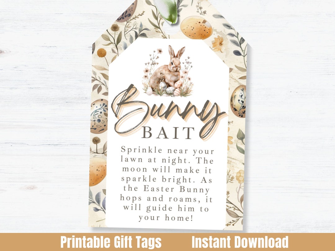 Bunny Bait Tag Printable, Easter Bunny Bait Printable Tag, Easter Gift ...