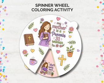 Attività di colorazione con ruota girevole per la Festa della Mamma, ideale per la scuola domenicale e l'istruzione cristiana a casa, e attività con ruota delle storie bibliche per la chiesa e le lezioni di catechismo.