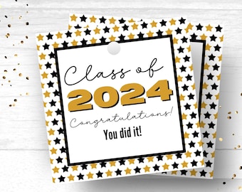 2024 Graduation Tags Printable Gift Tags Class Of 2024 Tags Grad Party Favor Tag Graduation 2024 Tags Printable High School Graduate