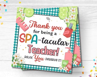 Apreciación del maestro Etiqueta de spa Etiqueta de regalo spa-tacular para maestro Esmalte de uñas Etiqueta de regalo Etiqueta de cesta de spa Gracias Etiqueta de spa de maestro Etiqueta de regalo de loción