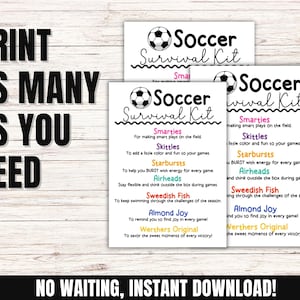 Soccer Survival Kit Gift Tags Printable Soccer Team Survival Kit Soccer ...