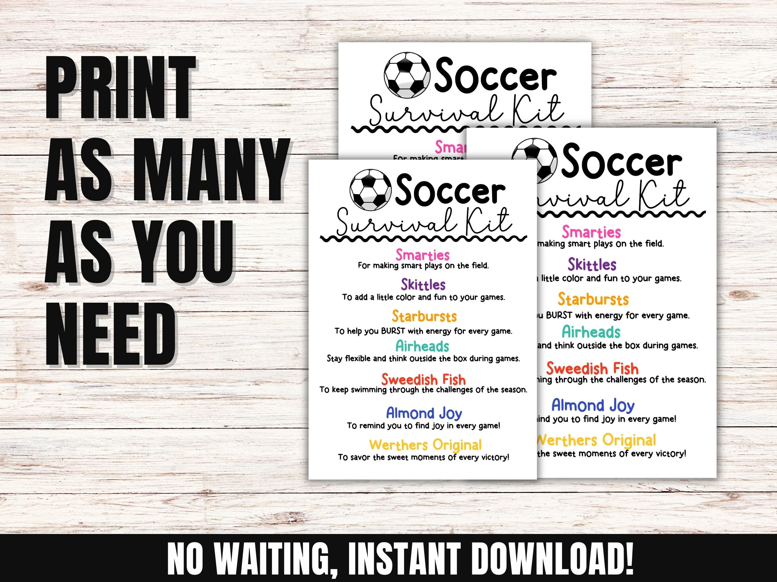Soccer Survival Kit Gift Tags Printable Soccer Team Survival Kit Soccer ...