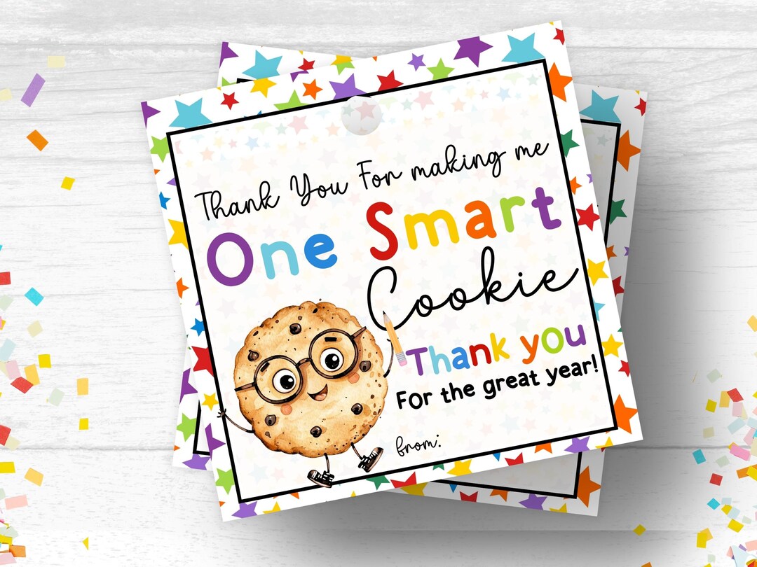 One Smart Cookie Tag Summer Teacher Appreciation Cookie Gift Tag ...