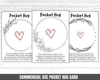 Druckbare Karte für Pocket Hug Pocket Hug Heart Kartenvorlage Karte Pocket Hug Karte Drucken Pocket Hug Backing Pocket Hug Heart für DIY-Geschenk