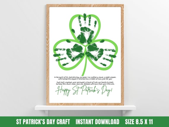 St Patrick's Day Clover Handprint Craft Activities for Preschool