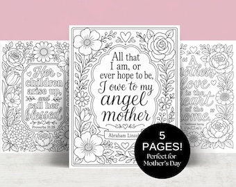 Disegni da colorare con citazioni per la Festa della Mamma, stampabili per la scuola domenicale e l'istruzione cristiana a casa, disegni da colorare per la celebrazione della Festa della Mamma.