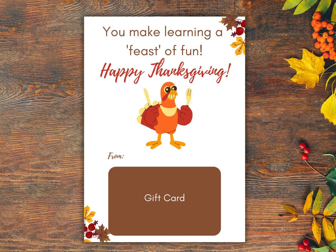 Thanksgiving Teacher Gift Card Holder Printable, Printable Thanksgiving ...