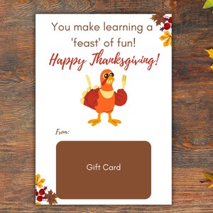 Thanksgiving Teacher Gift Card Holder Printable, Printable Thanksgiving Teacher Gratitude, Teacher Thank You Tag, Teacher Thanksgiving Gift
