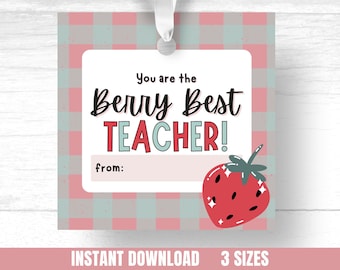 Etiquette cadeau Berry Best Teacher Remerciement pour enseignant du primaire Etiquette cadeau Berry Best Teacher, étiquette cadeau pour Berry Best Teacher