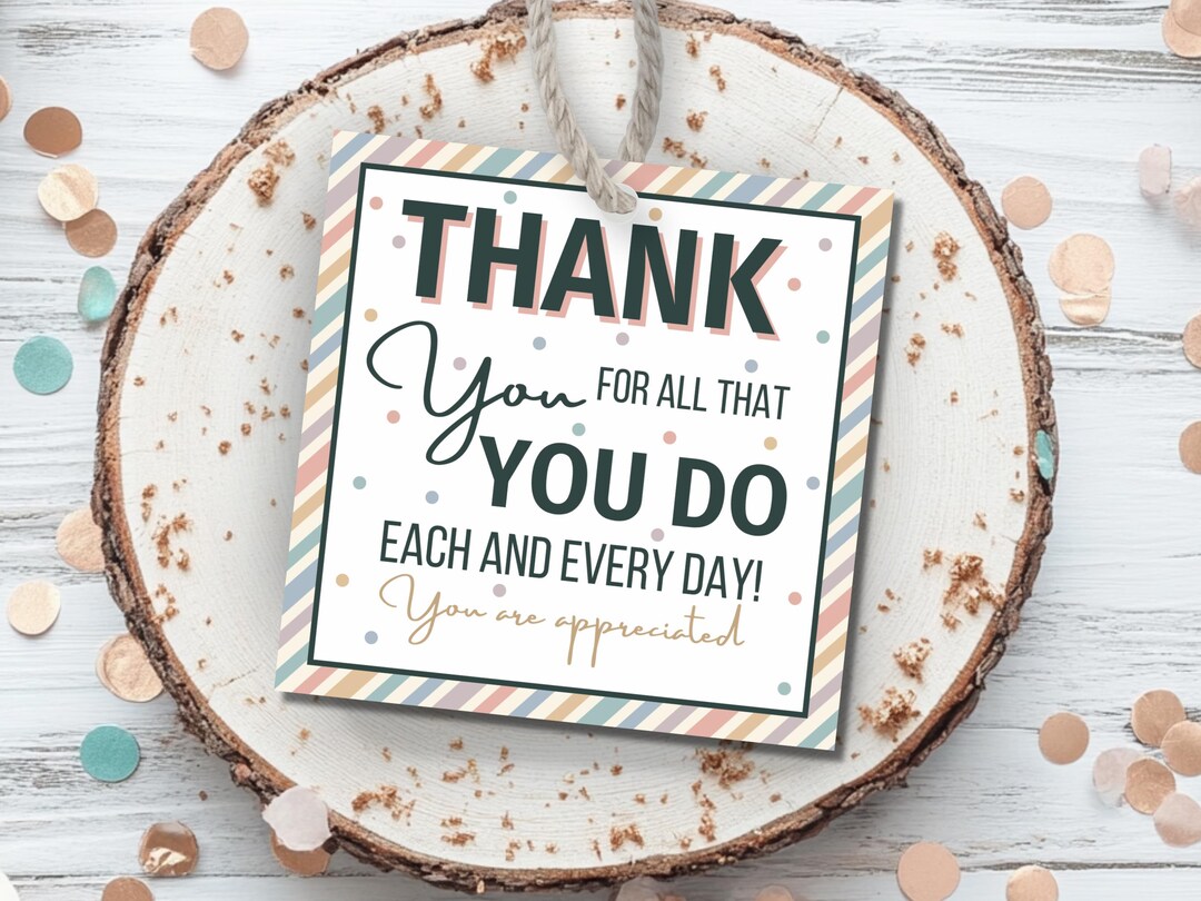 Employee Thank You Appreciation Tag Teacher Appreciation Thank You Tag ...