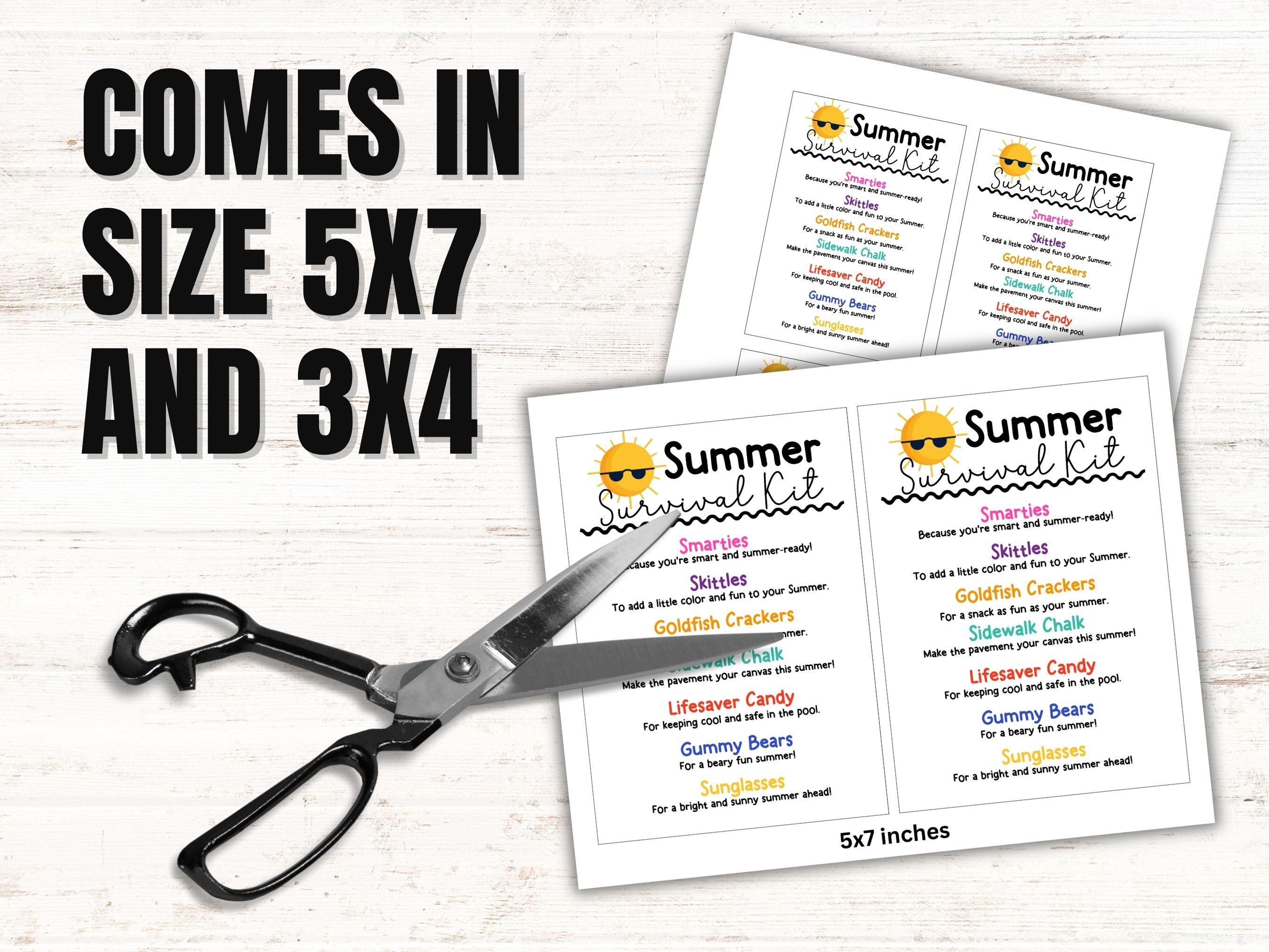 Student Gift From Teacher Summer Survival Kit Printable End of School ...