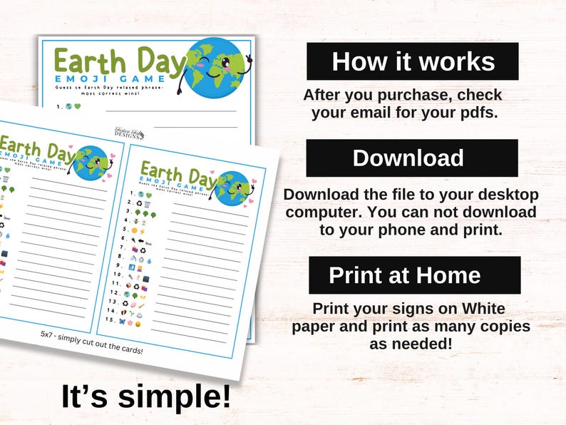 Earth Day Emoji Games Printable Fun Classroom Earth Day Activity for ...