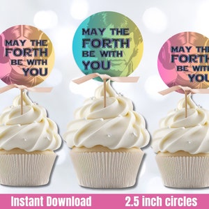 Que el cuarto esté contigo Cupcake Toppers, mayo el 4o Cupcake Topper, mayo la decoración de la cuarta fiesta, Cupcake Topper para mayo la cuarta fiesta